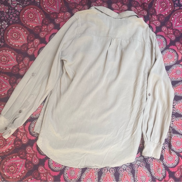 GoSilk 100% Silk LongSleeves Cuffs Button Down Collared Tan Office Dress Shirt - Picture 3 of 16